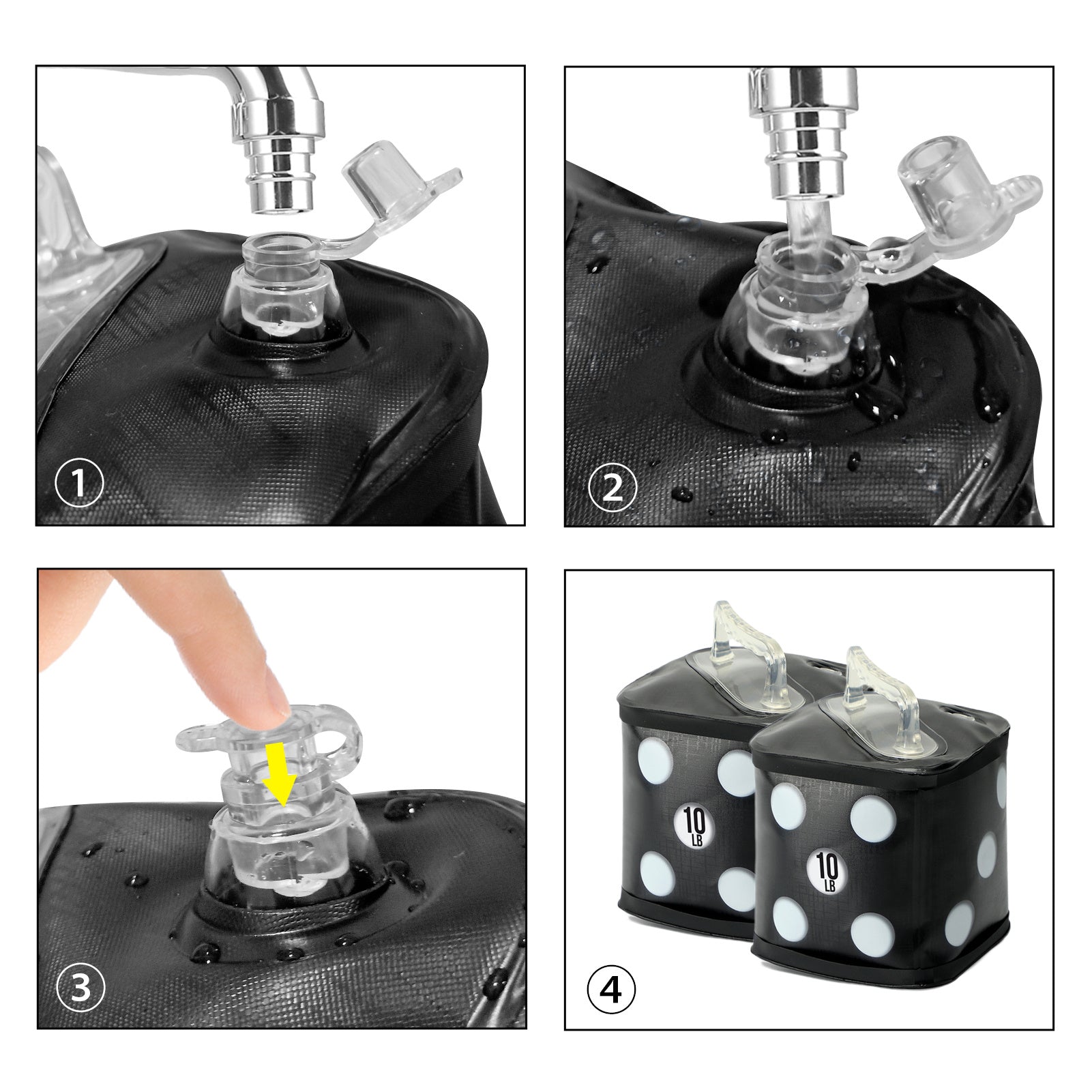 Dice-Shaped Water Dumbbells – 10lb Adjustable Portable Weights for Home & Travel Fitness