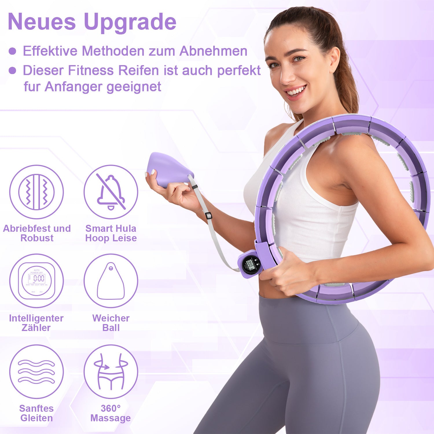 Smart Weighted Hula Hoop for Adults – Adjustable Fitness Hoop for Weight Loss & Core Workout